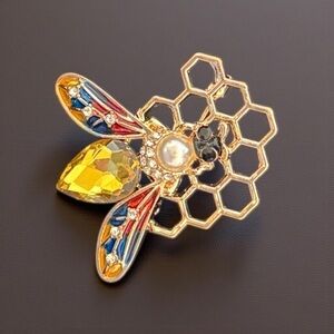 Bee and Honeycomb Brooch